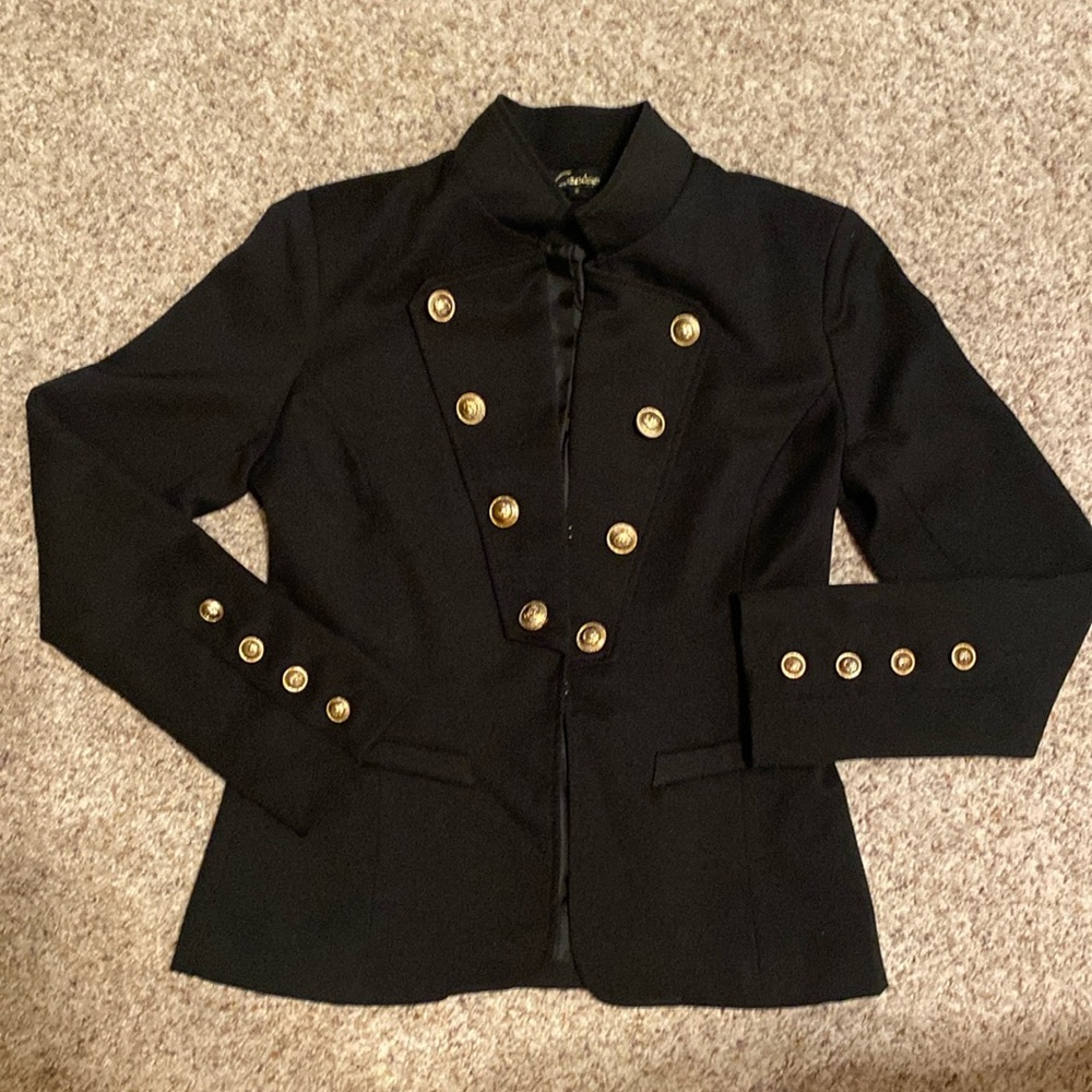 Black jacket with gold buttons